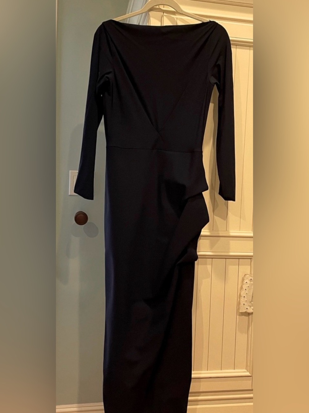 Chiara Boni blue Long-Sleeve Boatneck Gown
